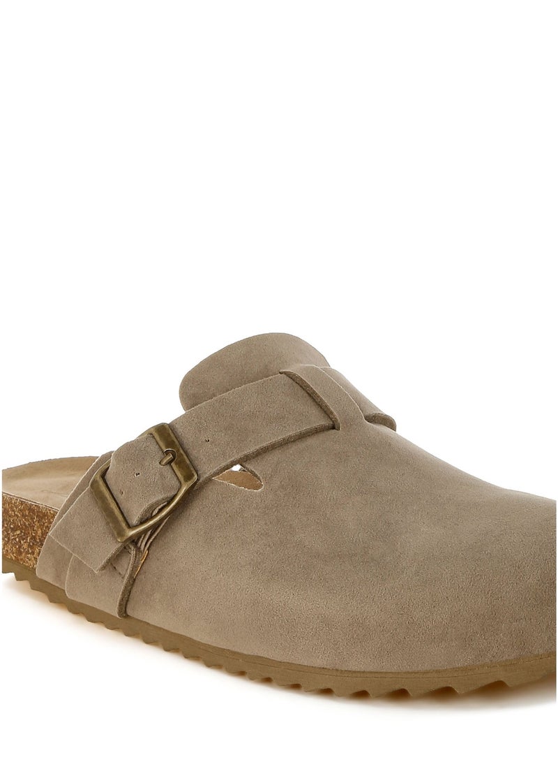 London Rag Women's Buckle Accent Slip-On Footbed Mules In Taupe - Image 4