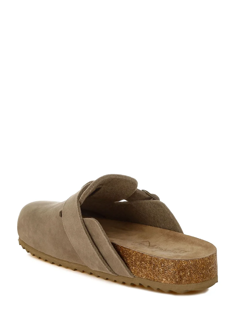 London Rag London Rag Women's Buckle Accent Slip-On Footbed Mules In Taupe