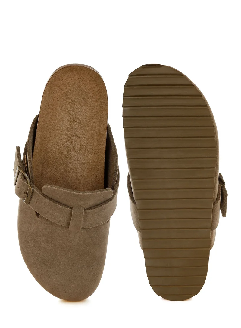 London Rag London Rag Women's Buckle Accent Slip-On Footbed Mules In Taupe