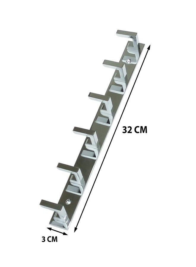 QUISTAL 6 Pin L Hook Pack of 4 - Premium Glossy Clothes, Towel, Keys and Robe Hook Rail Wall, Door, Bedroom, Bathroom Steel Hook (Silver) (Pack of 4) - Image 3