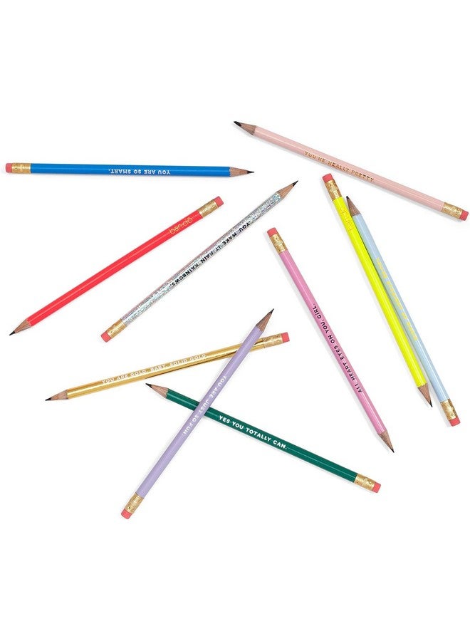 ban.do Write On Colorful Pencil Set Of 10 Presharpened 2 School/Office Graphite Pencils For Adults Compliment/Sayings Pencils For Girls Compliments - Image 3