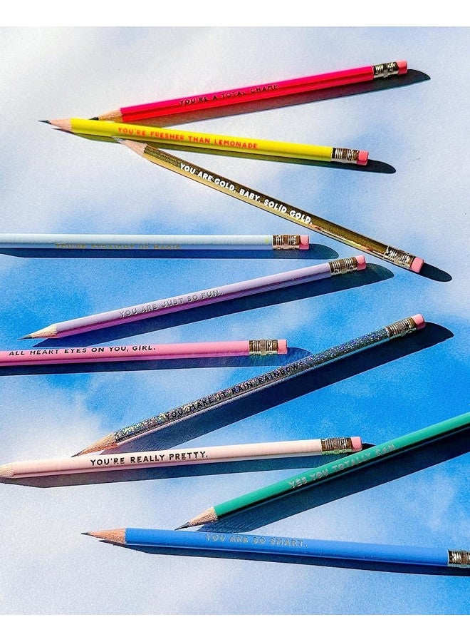 ban.do Write On Colorful Pencil Set Of 10 Presharpened 2 School/Office Graphite Pencils For Adults Compliment/Sayings Pencils For Girls Compliments - Image 4