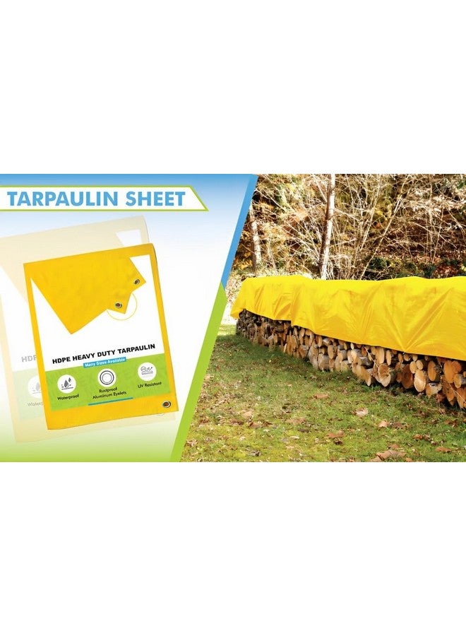 SR TRENDS™ Yellow Heavy Duty Tarpaulin Tirpal Tadpatri Tharpai Thadika, Extra Strong, Eyelets, UV Resistant, 100% Waterproof Virgin, 6 Layer MLCL 3D Rib Technology-1 No. (30 X 20 FT) - Image 2