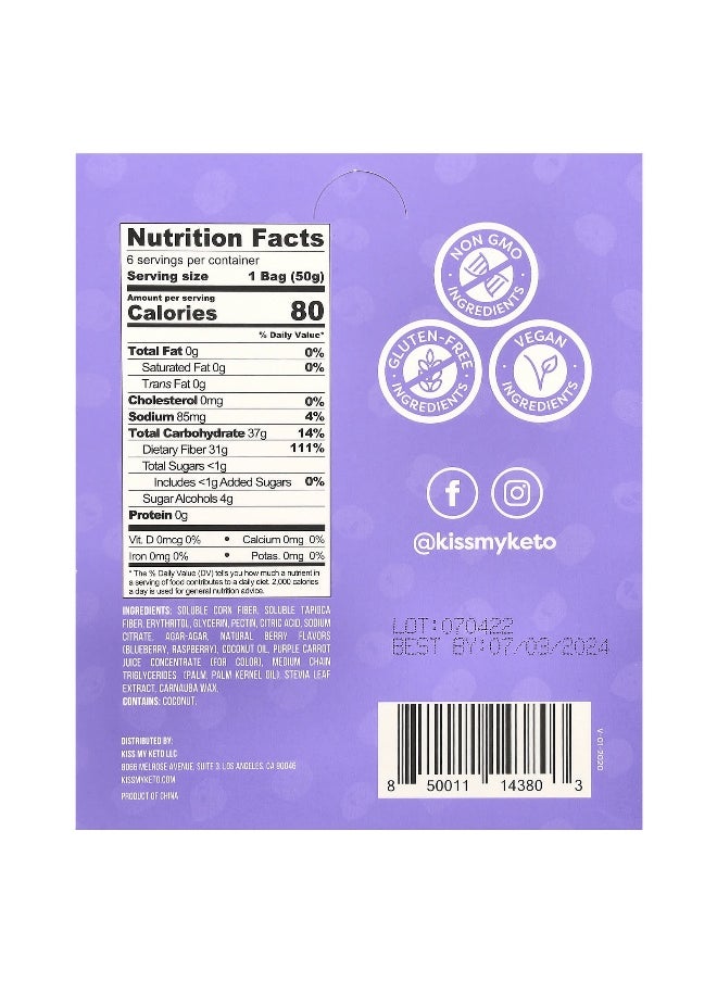 Kiss My Keto Kiss My Keto, Fish Friends Gummy Candy, Berry, 6 Bags, 1.76 oz ( 50 g) Each  - Image 2