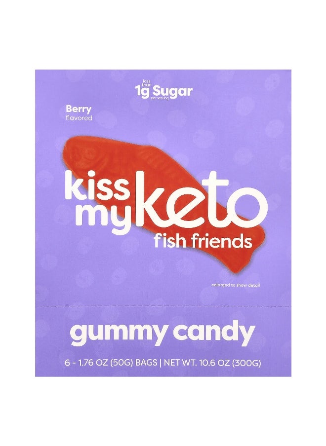 Kiss My Keto Kiss My Keto, Fish Friends Gummy Candy, Berry, 6 Bags, 1.76 oz ( 50 g) Each  - Image 1