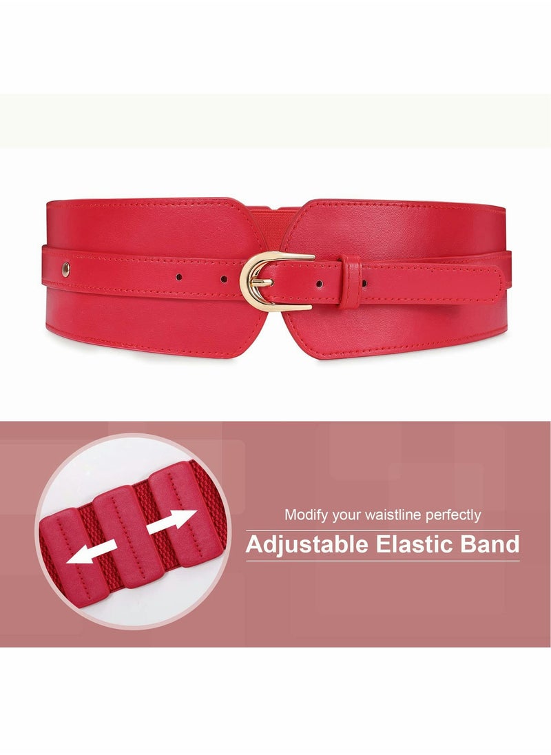 KASTWAVE - Womens Wide Elastic Waist Belt,Ladies Stretch Cinch Belt for Dress with Fashion Layered Back - Image 1