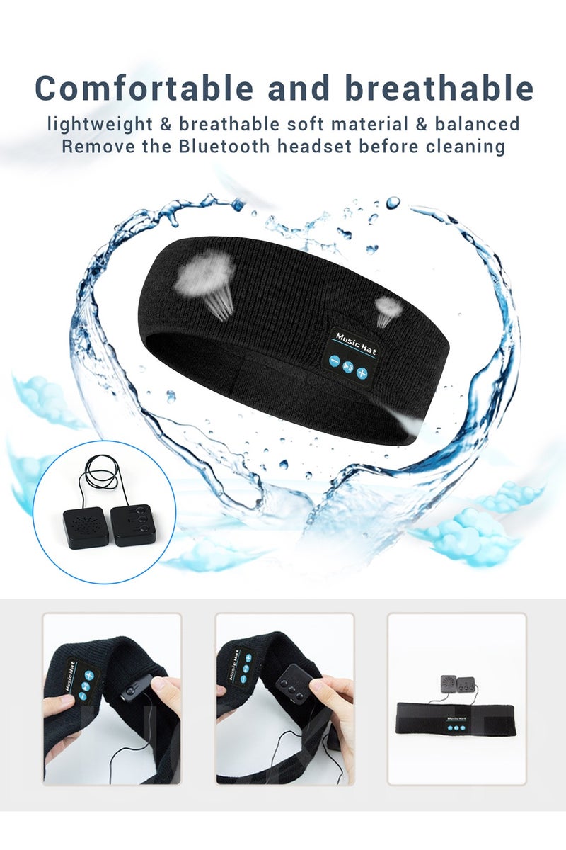 LUCKIER Bluetooth 5.4 Sports Music Headband - Cotton Comfort Wireless Headphones with HD Stereo Sound, Sweat-Resistant Design for Workouts/Running/Yoga/Travel - Perfect Unisex Gift - Image 4
