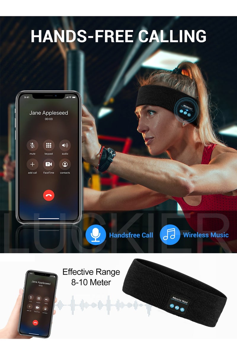 LUCKIER Bluetooth 5.4 Sports Music Headband - Cotton Comfort Wireless Headphones with HD Stereo Sound, Sweat-Resistant Design for Workouts/Running/Yoga/Travel - Perfect Unisex Gift - Image 2