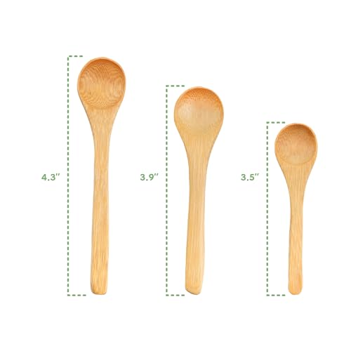 BambooMN Bamboo Serving Spoons, Mini Salt Sugar Spoon, Tiny Wooden Spoons for Spices, Carbonized Brown Round Head 3.5", 10 Pieces - Image 4