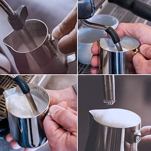 HOFASON 20oz Stainless Steel Milk Frothing Pitcher - Espresso Latte Steaming Creamer Jug for Coffee Cappuccino - Milk Frother Barista Tools With Latte Art Pen - Image 5