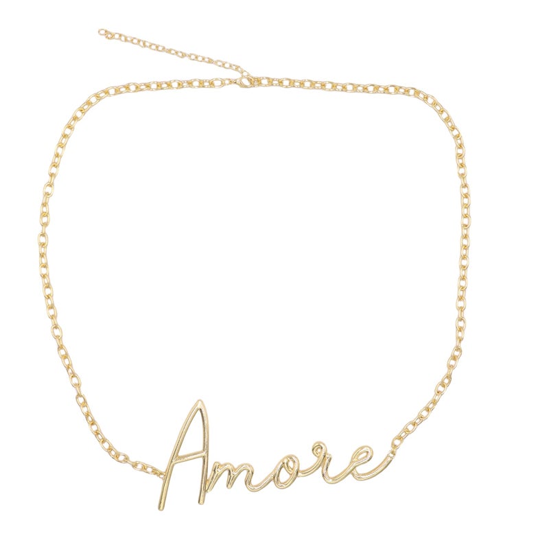 Aibearty Women's Vintage Gold Letter Waist Chain Fashion Adjustable Minimalist Metal Body Belt for Dress Pants - Image 4