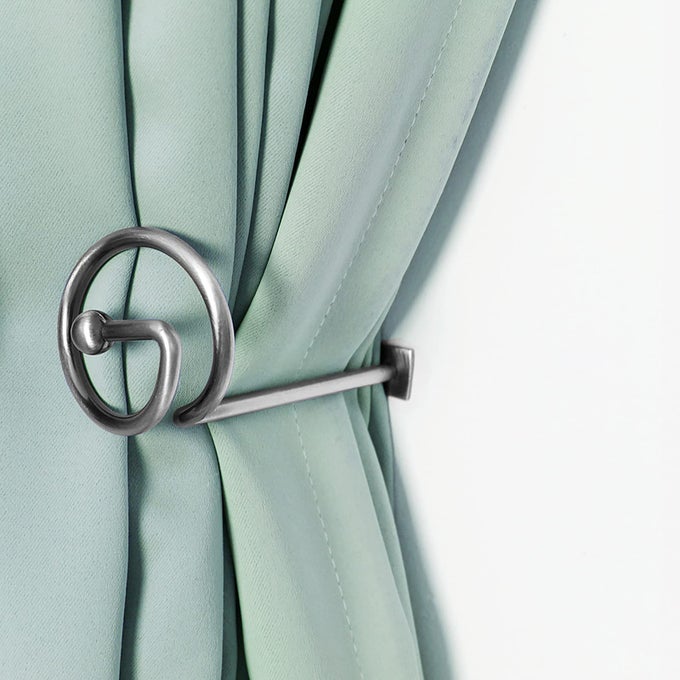 CURTAIN HOLDBACKS SILVER SET OF 4 CURTAINS HOLDERS HOOKS FOR DECORATIVE WALL SMALL TIEBACKS CURTAIN ACCESSORIES WITH MOUNTING SCREWS AND WALL ANCHORS FOR BEDROOM LIVINGROOM