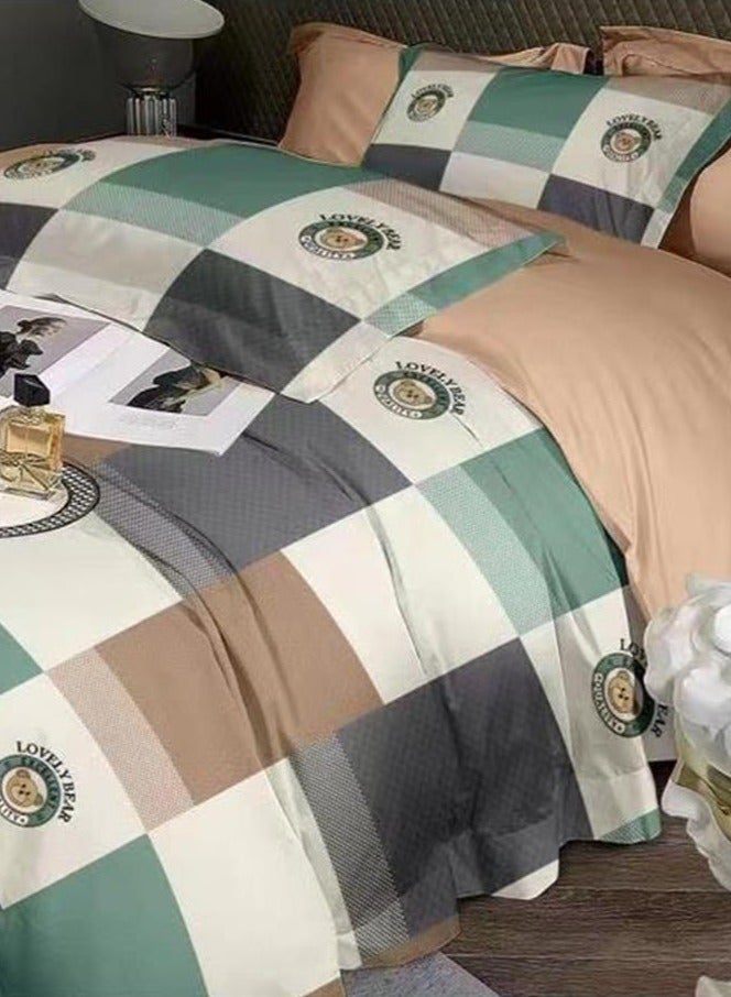 Frosted Cotton Brown Bear 200 * 230cm Bed Set of Four Pieces  - Image 1