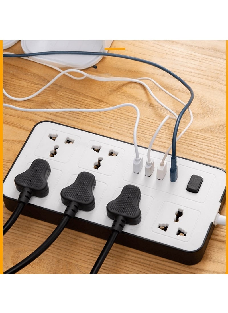 Generic 6-Way Power Strip with 3 USB & 1 Type-C PD Charging Ports, 200cm Flat Plug Heavy Duty Extension Cord – 2000W Surge Protector for Home, Office, Dorm, and Gaming Room  - Image 2