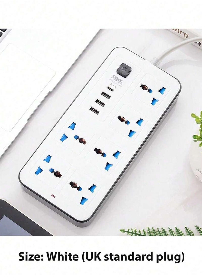 Generic 6-Way Power Strip with 3 USB & 1 Type-C PD Charging Ports, 200cm Flat Plug Heavy Duty Extension Cord – 2000W Surge Protector for Home, Office, Dorm, and Gaming Room  - Image 5