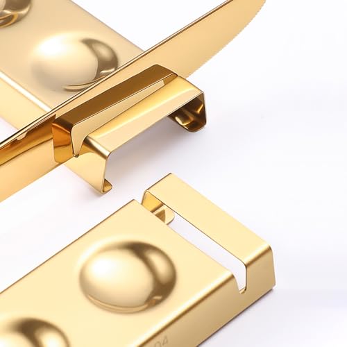 maiwalk Cutlery Rests Stand for Chopsticks Spoon Knife Teaspoons Salad Fork Stainless Steel Flatware Tableware Rest Holder 6 PCS Dinner Table Settings (Gold, 14.5X4.5X1.5CM) - Image 3