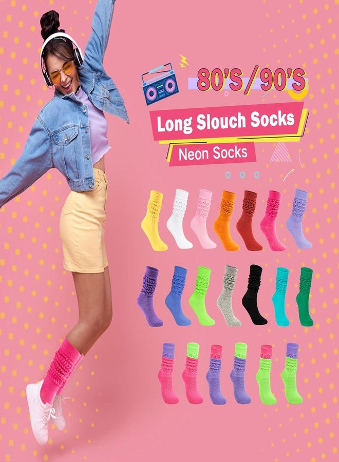 American Trends Scrunch Socks Winter Knee High Slouch Socks for Women Soft Extra Long Slouch Boot Socks Girls Stacked Socks 80s 90s 1 Pair Rose Red - Image 4
