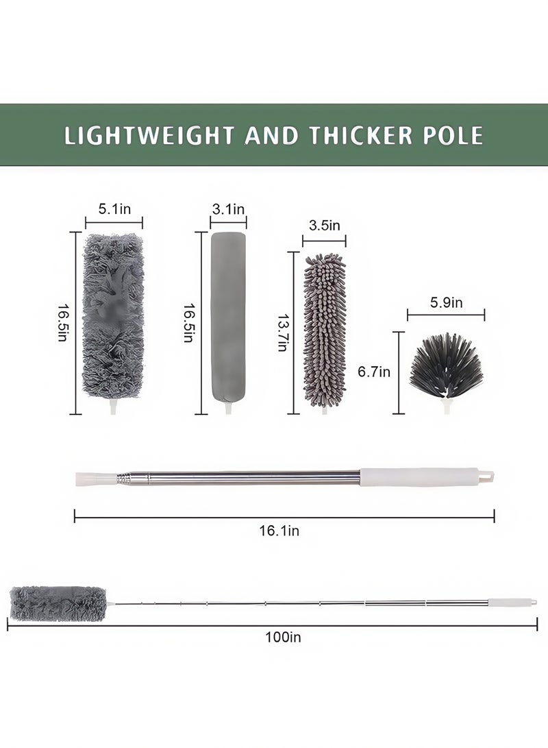 Microfiber Feather Duster 6-in-1 Kit, Dusters for Cleaning, Duster with Extension Pole, Cobweb Duster, Microfiber Dusters for High Ceilings and Fans, Blinds, Cars and Furniture - Image 2