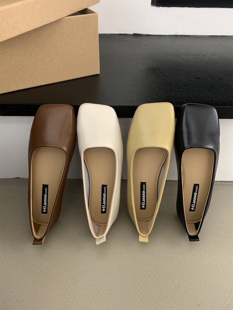 Design Sense Niche Square Head Shallow Mouth Lefu Doug Shoes Korean Style Retro Casual Shoes - Image 2