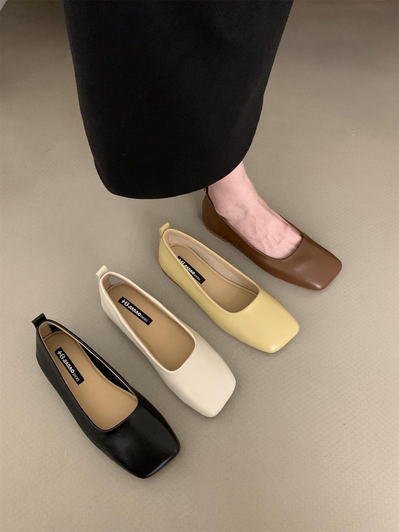 Design Sense Niche Square Head Shallow Mouth Lefu Doug Shoes Korean Style Retro Casual Shoes - Image 3