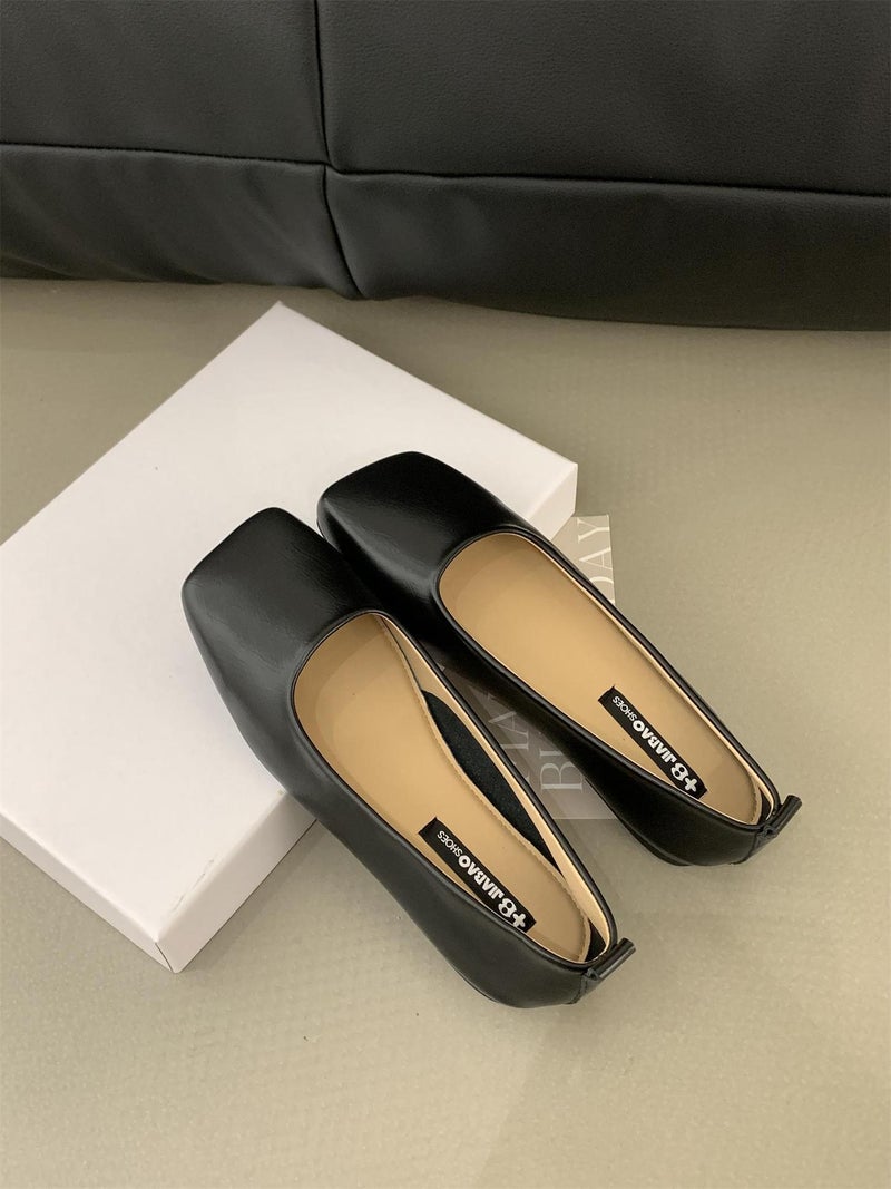 Design Sense Niche Square Head Shallow Mouth Lefu Doug Shoes Korean Style Retro Casual Shoes - Image 1