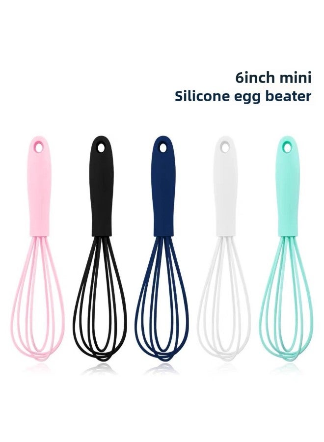 6 Inch Mini Children's Special Egg Beater Cream Egg Mixer Food Grade Silicone Baking Tools In Stock-Color:Blue  - Image 2