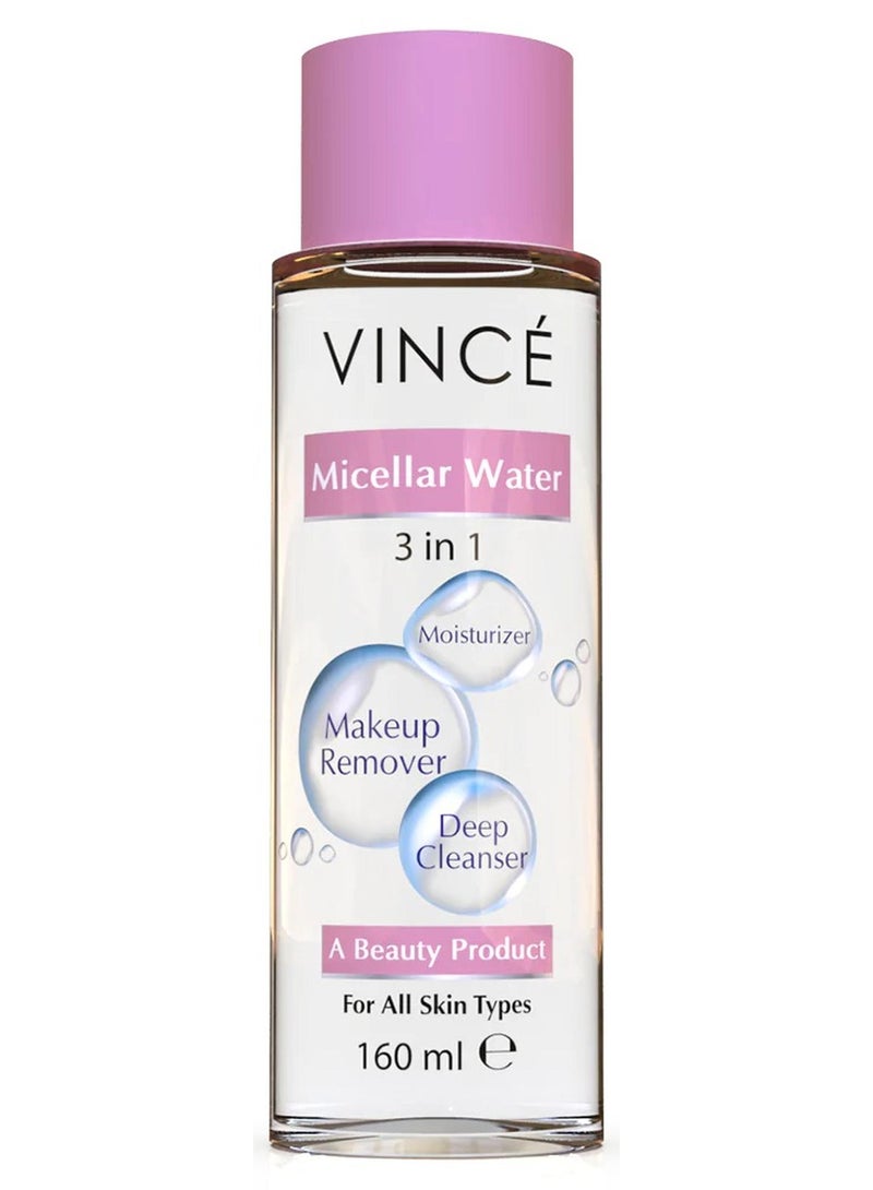 فينس ماء ميسيلار - ماء منظف متعدد الأغراض - يزيل المكياج والشوائب والأوساخ والزيوت بلطف - يرطب ويهدئ التهيج ويجعل البشرة نظيفة ومرنة وناعمة - لجميع أنواع البشرة، 160 مل - Image 1