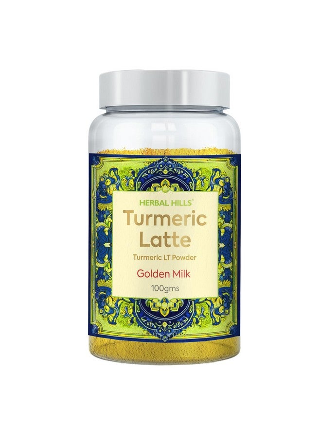 HERBAL HILLS لاتيه الكركم من هيربال هيلز 100 جرام | مسحوق حليب هالدي | مزيج الحليب الذهبي الفوري، مزيج حليب الكركم الفوري (100 جرام عبوة من 5)  - Image 1