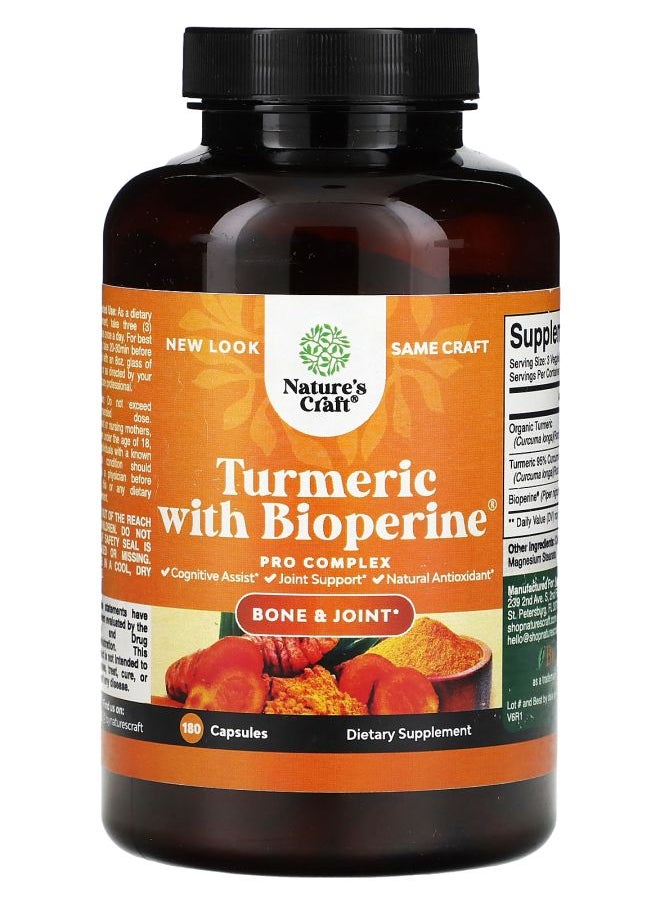 Nature's Craft Turmeric With BioPerine® 180 Capsules 