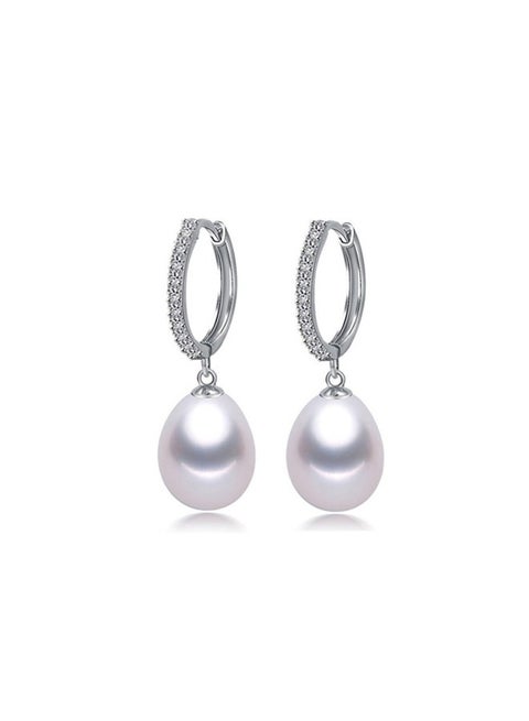 Freshwater White Pearl Drop Earrings S925 Sterling Silver Dangle Pearl Earrings for Women