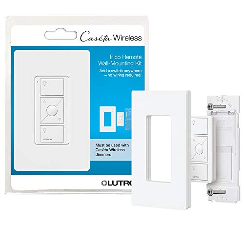 Lutron Pico Remote Wall-Mounting Kit, for Wireless 3-Way Switch Applications with Caseta Smart Dimmer Switches, Includes 3 Button Control, Wallbracket, and Wallplate, PJ2-WALL-WH-L01, White - Image 1