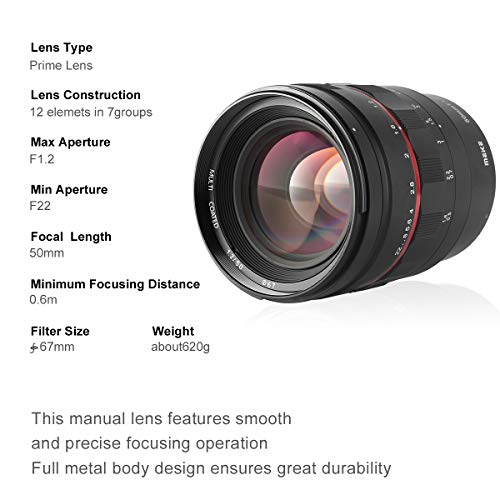Meike عدسة ميكي MK-50mm F1.2 RF ذات الفتحة الكبيرة والتركيز اليدوي للعدسات الثابتة لكاميرات كانون كاملة الإطار EOS R EOS-RP R5 R6 R7 R10 المرايا - Image 3