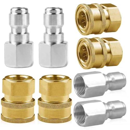 CLIO 8 Pack NPT 1/4 Inch Stainless Steel Male and Female Pressure Washer Quick Connect Fittings (Internal Tread) Pressure Washer Adapters Set, 5000 PSI - Image 1