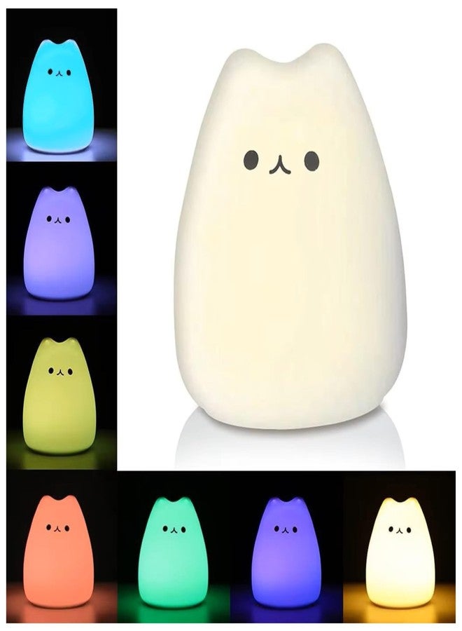HUMAIZAR Cute Silicone Cat LED Night Light, Soft Touch Lamp for Kids Bedroom, Nursery, Bedside & Home Décor Valentine Day, Birthday Gifts - Image 1