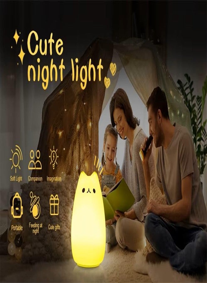 HUMAIZAR Cute Silicone Cat LED Night Light, Soft Touch Lamp for Kids Bedroom, Nursery, Bedside & Home Décor Valentine Day, Birthday Gifts - Image 4
