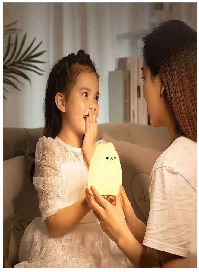 HUMAIZAR Cute Silicone Cat LED Night Light, Soft Touch Lamp for Kids Bedroom, Nursery, Bedside & Home Décor Valentine Day, Birthday Gifts - Image 2