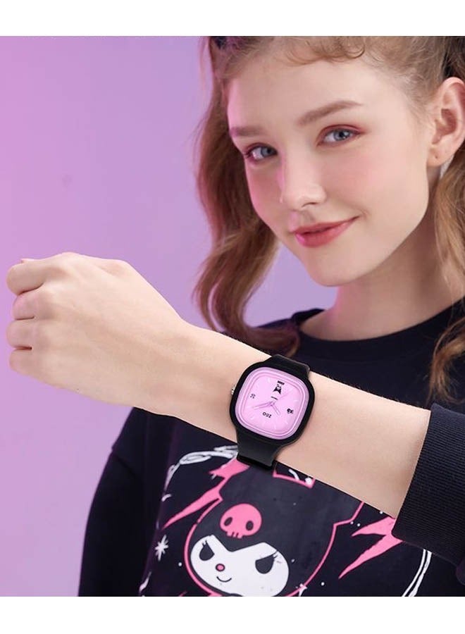 Sanrio Black Square Cartoon Sanrio Kuromi Pattern Children's Watch Silicone Strap Suitable for All Ages Kids Gift Watches - Image 4