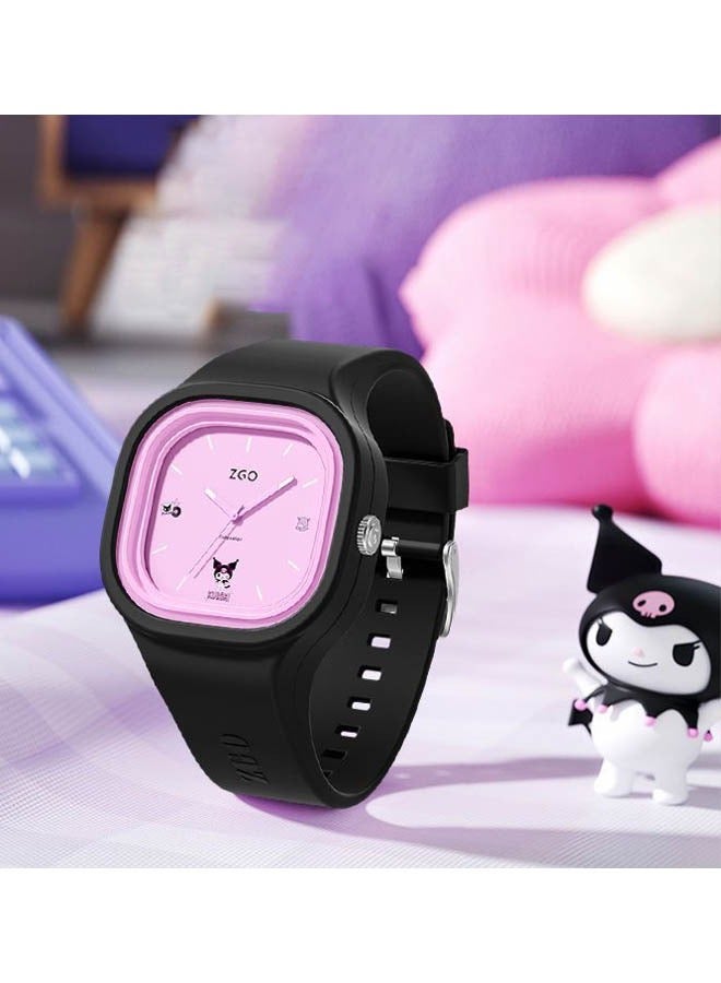Sanrio Black Square Cartoon Sanrio Kuromi Pattern Children's Watch Silicone Strap Suitable for All Ages Kids Gift Watches - Image 2