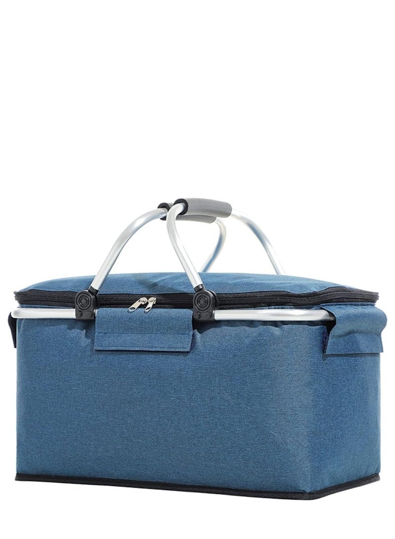 TRASSLE Large Size Insulated Picnic Basket, Foldable Cooler Bag, Waterproof Lining Cool Hamper Shopping Basket Bag Box for Camping, Hiking, Picnicking, Lake Trips, Family Vacations  - Image 1