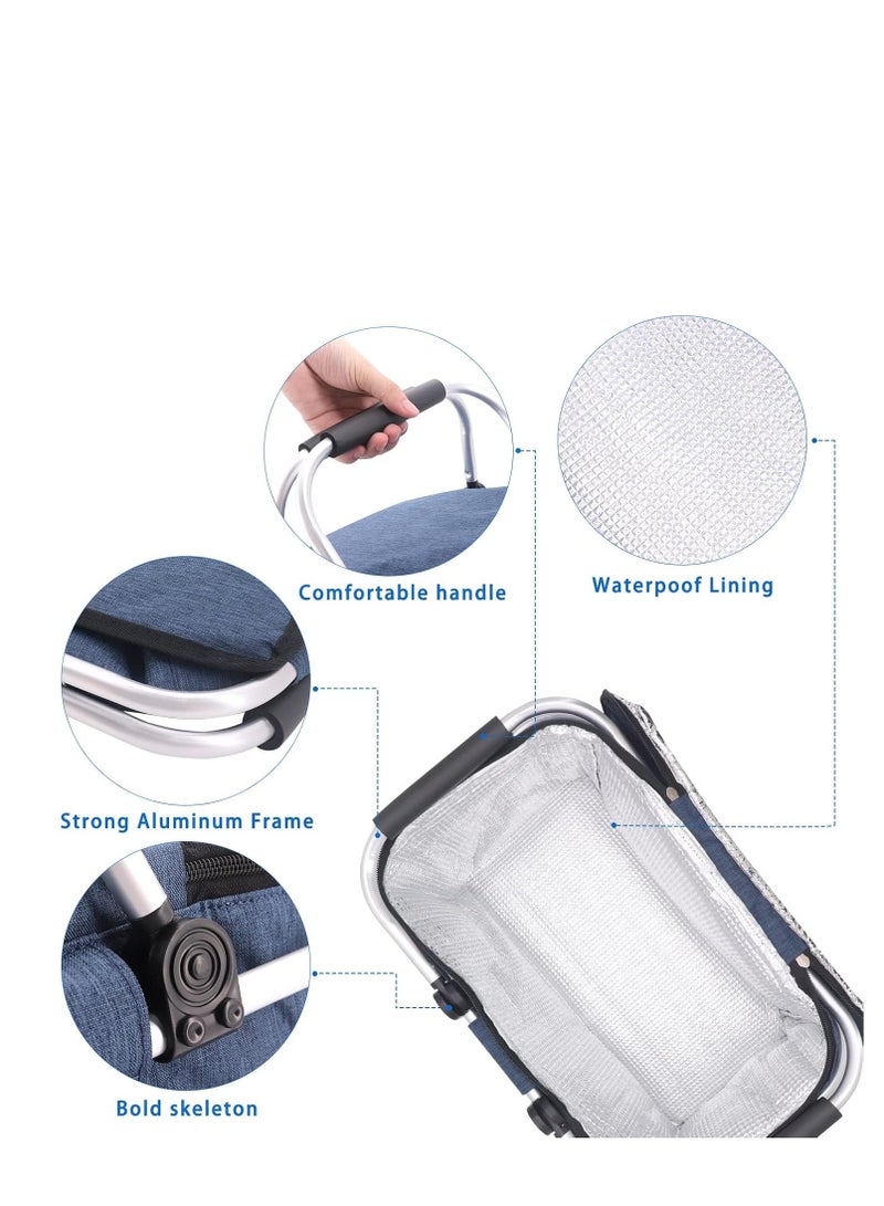 TRASSLE Large Size Insulated Picnic Basket, Foldable Cooler Bag, Waterproof Lining Cool Hamper Shopping Basket Bag Box for Camping, Hiking, Picnicking, Lake Trips, Family Vacations  - Image 4