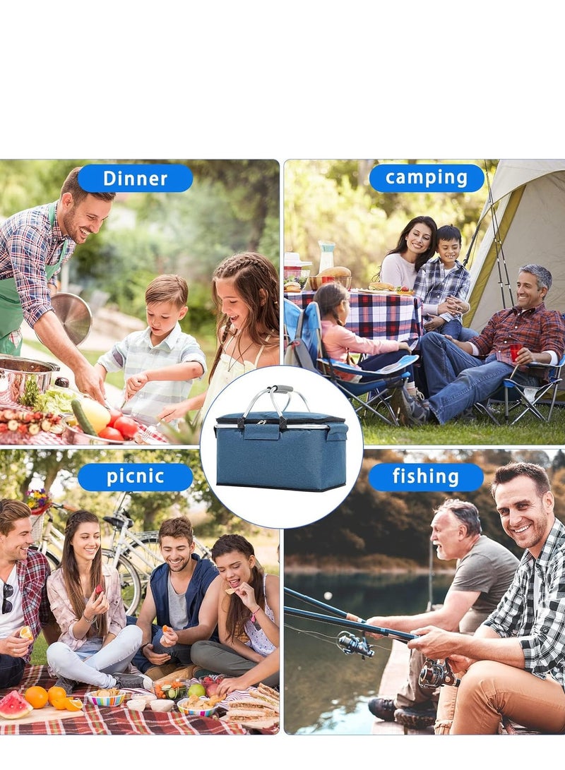 TRASSLE Large Size Insulated Picnic Basket, Foldable Cooler Bag, Waterproof Lining Cool Hamper Shopping Basket Bag Box for Camping, Hiking, Picnicking, Lake Trips, Family Vacations  - Image 5