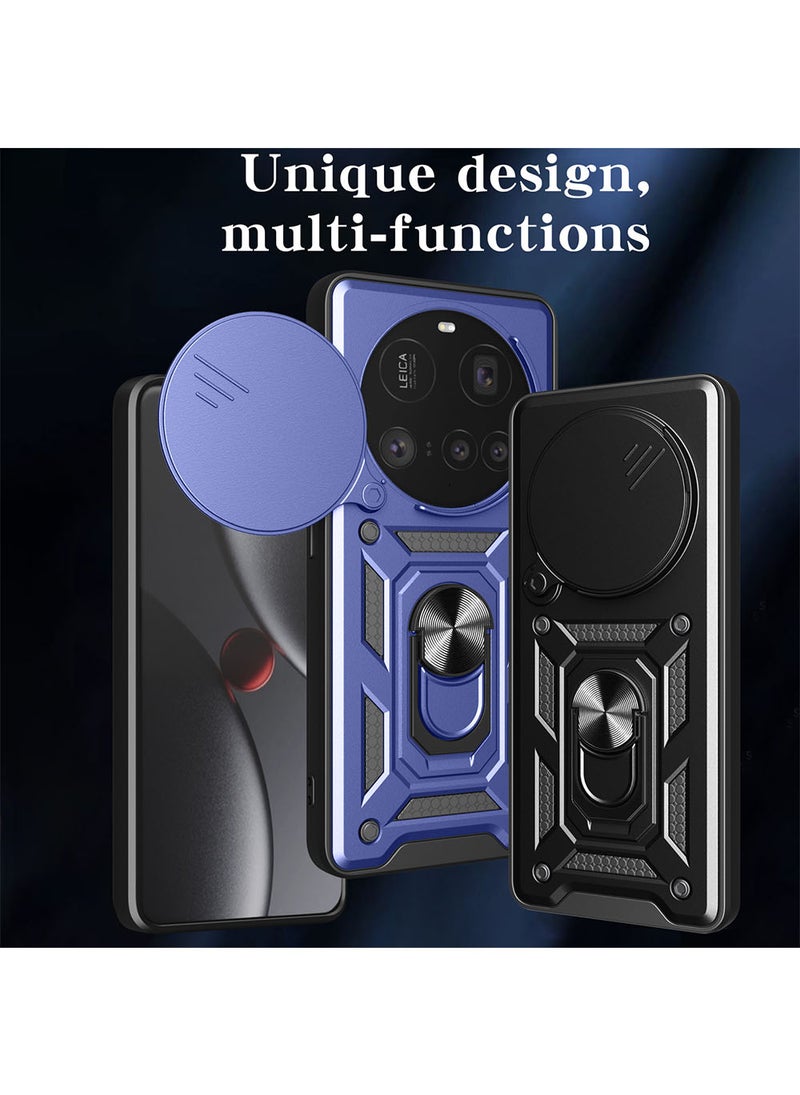 Case for Xiaomi 15 Ultra 5G /  Mi 15 Ultra with Sliding Camera Cover, Kickstand, PC+TPU Dual-Layer Back Cover,Blue - Image 2
