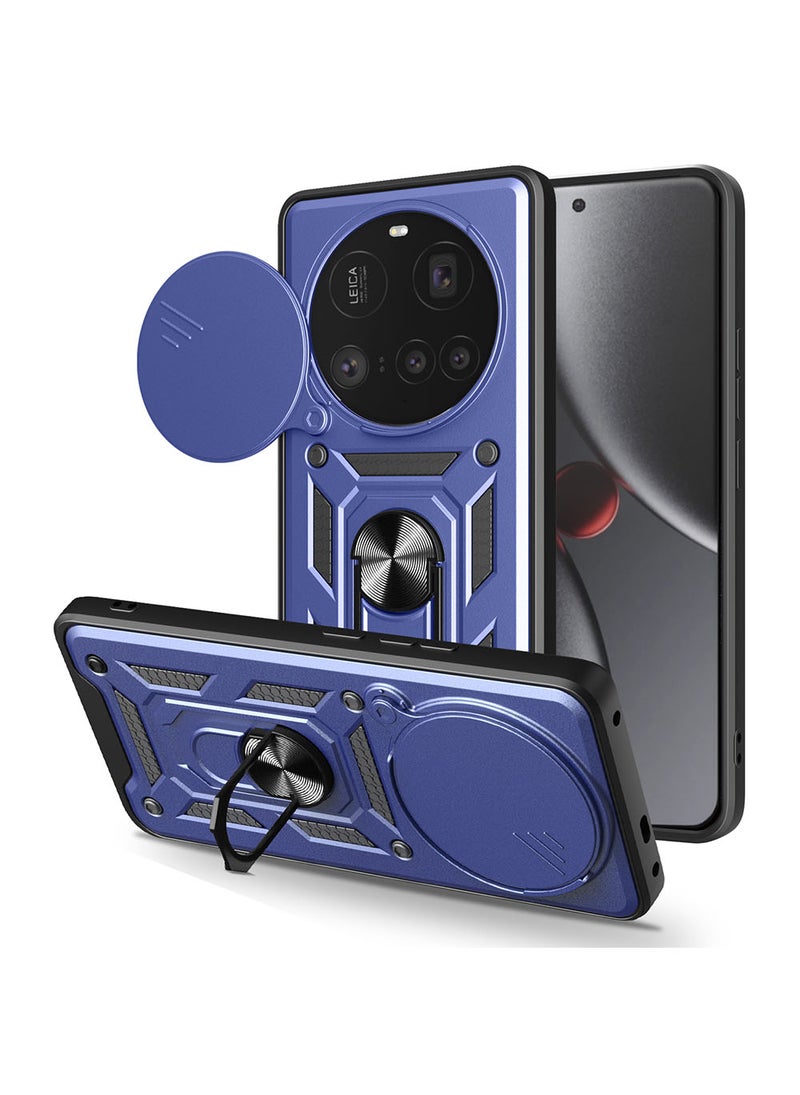 Case for Xiaomi 15 Ultra 5G /  Mi 15 Ultra with Sliding Camera Cover, Kickstand, PC+TPU Dual-Layer Back Cover,Blue - Image 1