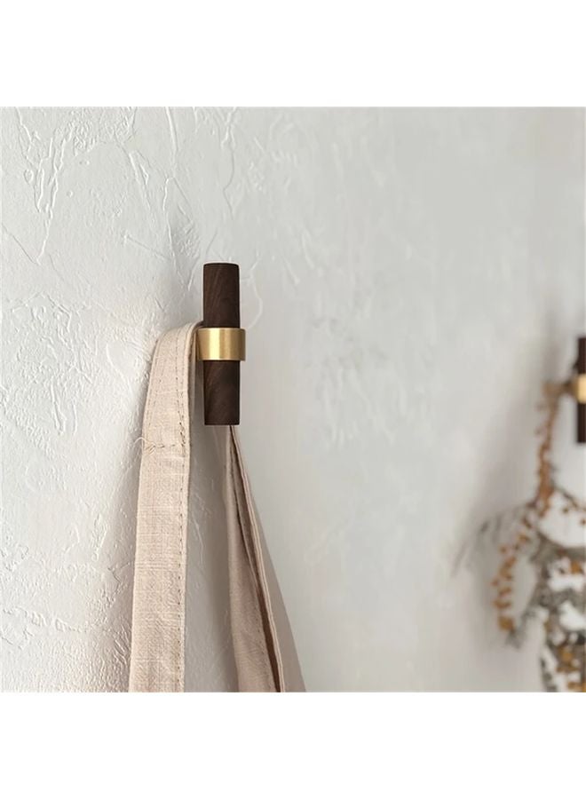 Modern Minimalist Metal Wood Wall Mounted Clothes Hook Heavy Duty Aluminum Curved Design Natural Wood Finish Beige Brown Black White - Image 1