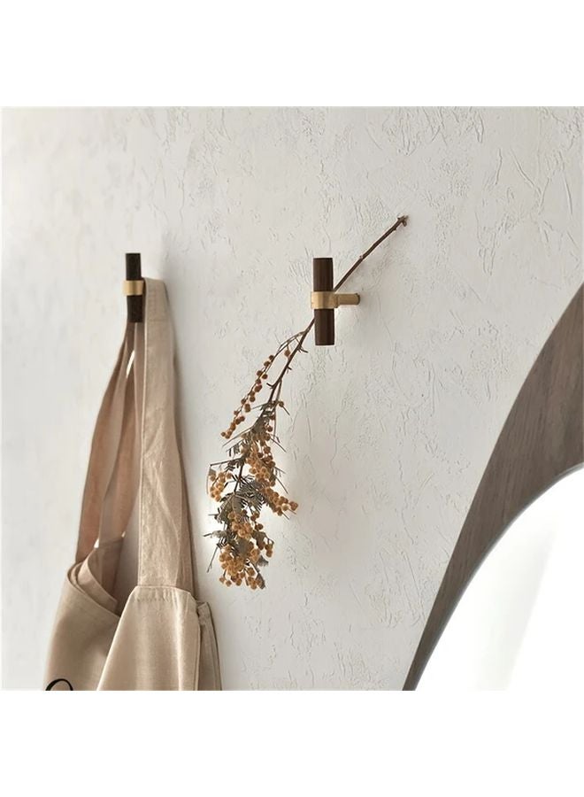 Modern Minimalist Metal Wood Wall Mounted Clothes Hook Heavy Duty Aluminum Curved Design Natural Wood Finish Beige Brown Black White - Image 2