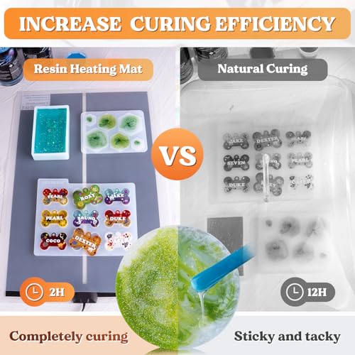 LET'S RESIN Upgrade Resin Heating Mat, Faster Curing Auto-Off Lightweight Heating Mat with Timer & Elastic Silicone Mat, Undeformed Quick Resin Dryer, Supplies for Silicone Molds - Image 3