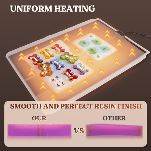 LET'S RESIN Upgrade Resin Heating Mat, Faster Curing Auto-Off Lightweight Heating Mat with Timer & Elastic Silicone Mat, Undeformed Quick Resin Dryer, Supplies for Silicone Molds - Image 5