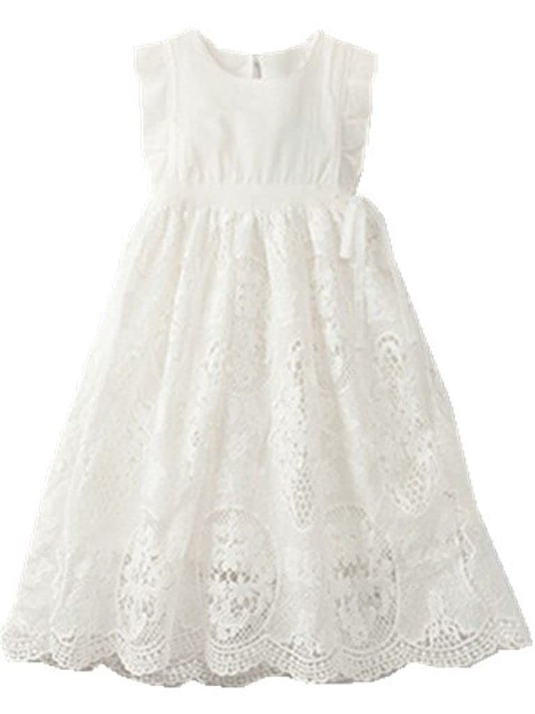 Bow Dream Flower Girl's Dress Vintage Lace Off White 3 - Image 2