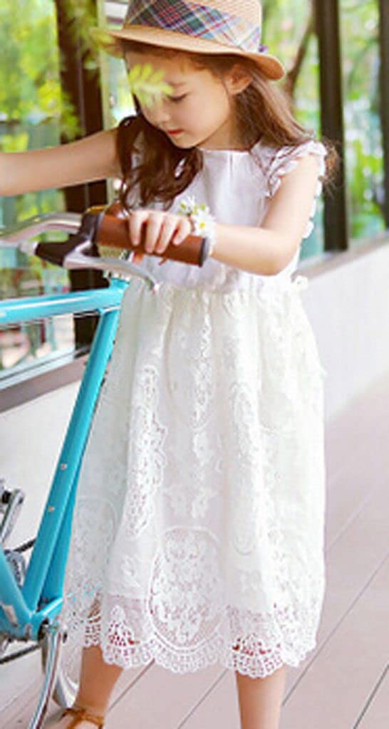 Bow Dream Flower Girl's Dress Vintage Lace Off White 3 - Image 4