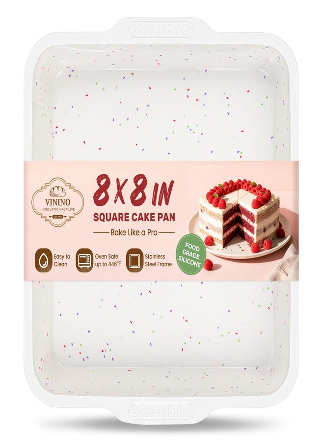 Vinino 8 x 8 Inch Silicone Square Brownie Cake Pan with Metal Reinforced Frame, Nonstick Silicone Brownie Pans BPA Free Suitable for Making Cakes, Brownies, Bread - Image 1